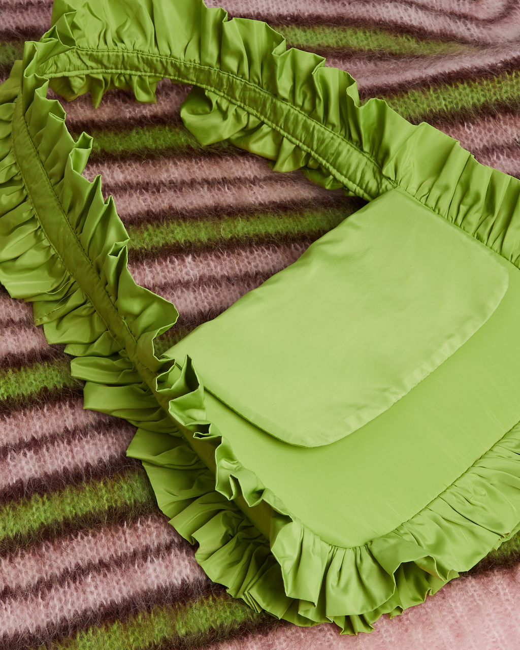 Olive Green Baguette Flap Bag image 3