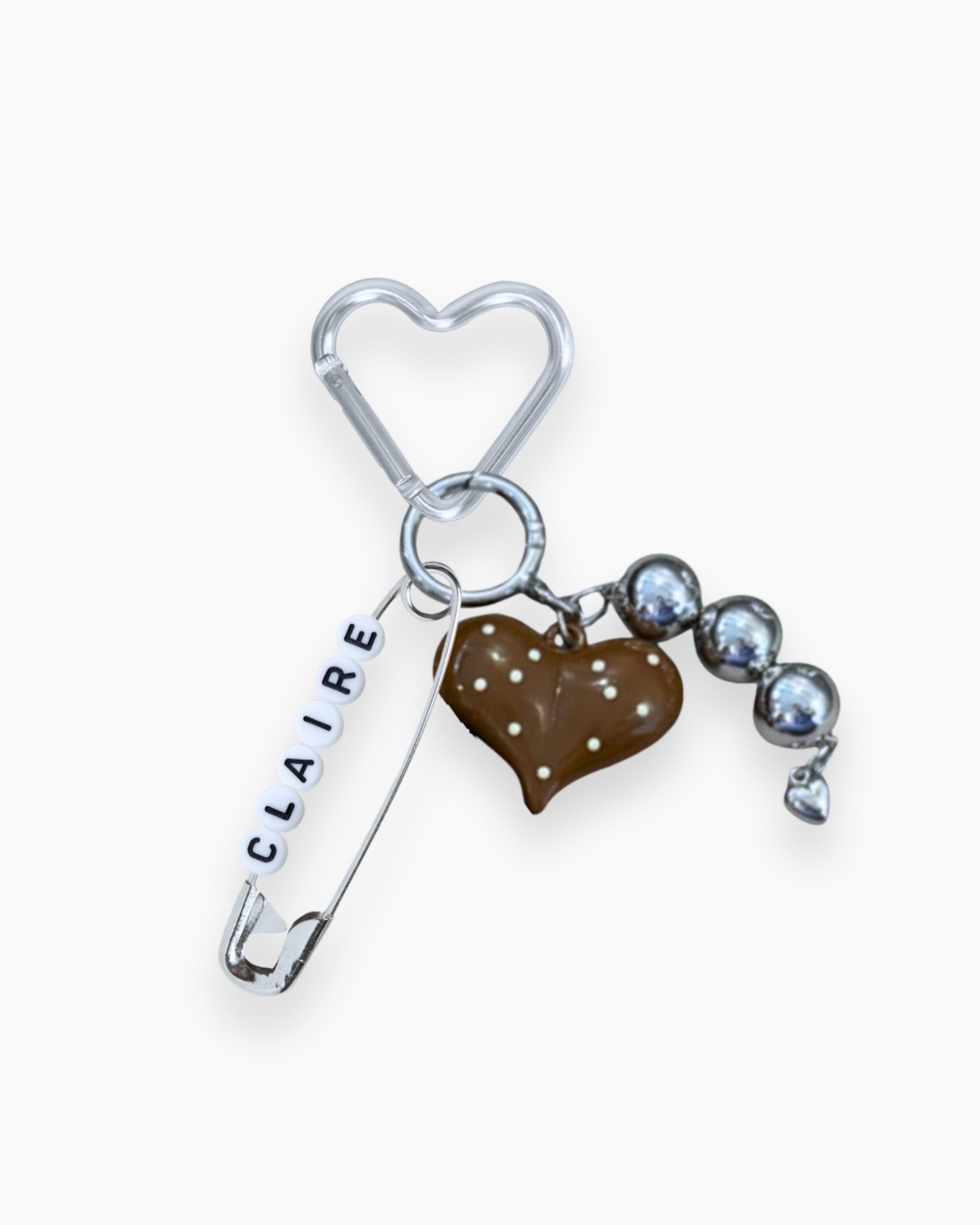 Brown Polka Heart Custom Charm