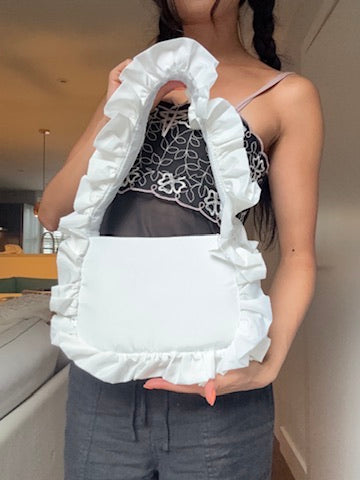 Ivory Satin Baguette Bag - Sample
