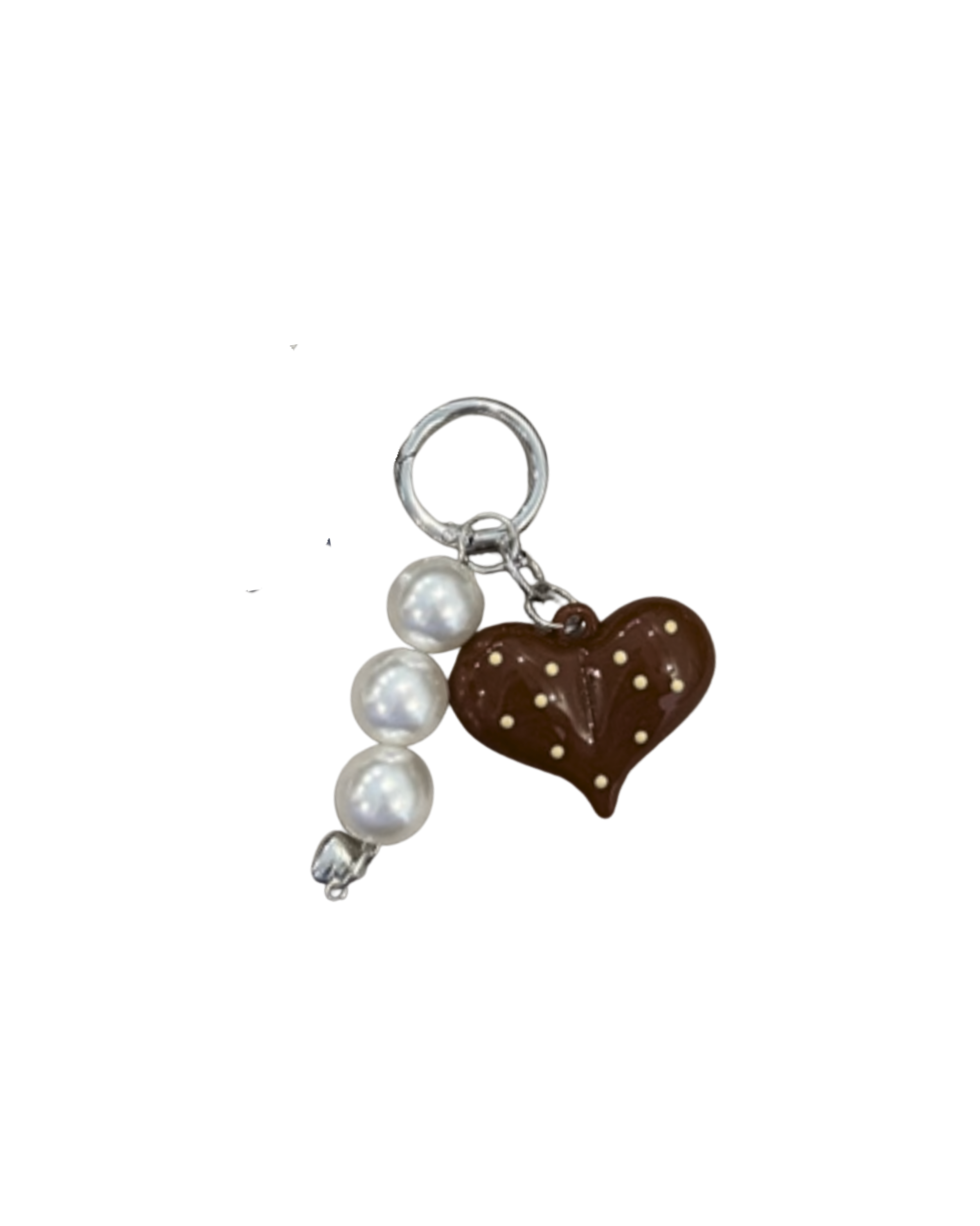 Brown Polka Heart Custom Charm
