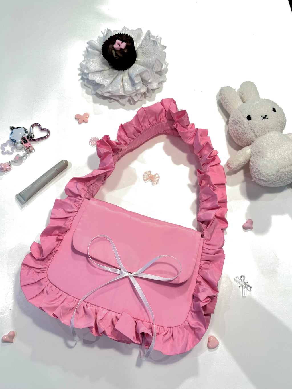 Baby Pink Baguette Flap Bag image 1