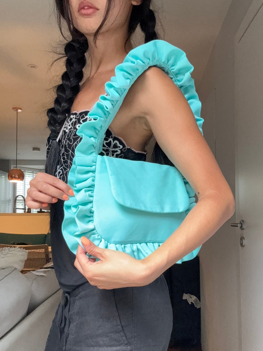 Aqua Baguette Flap Bag - Sample