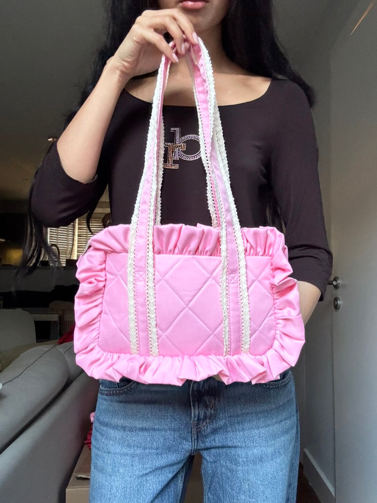 Baby Pink Puffy Bowler - Sample