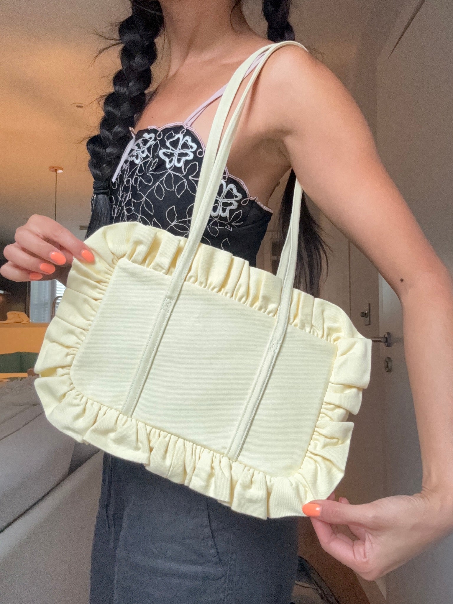 Butter Yellow Bowler Bag - Sample