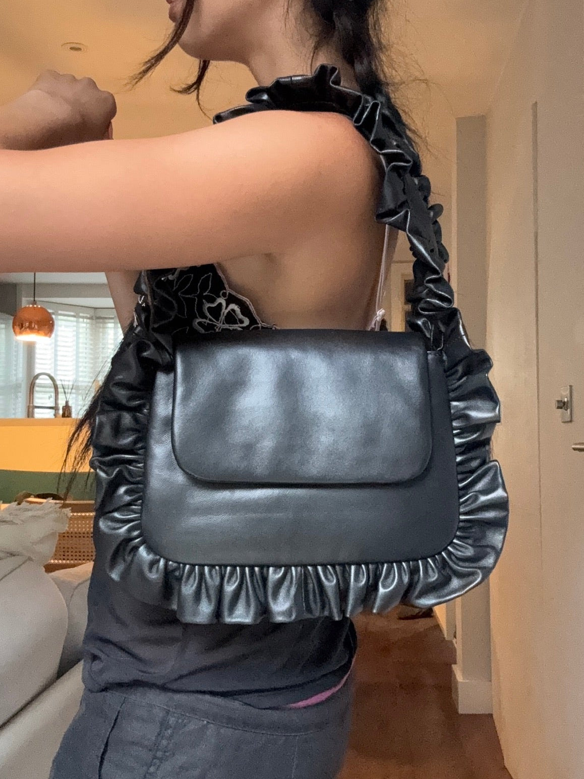 Leather Baguette Flap Bag - Sample