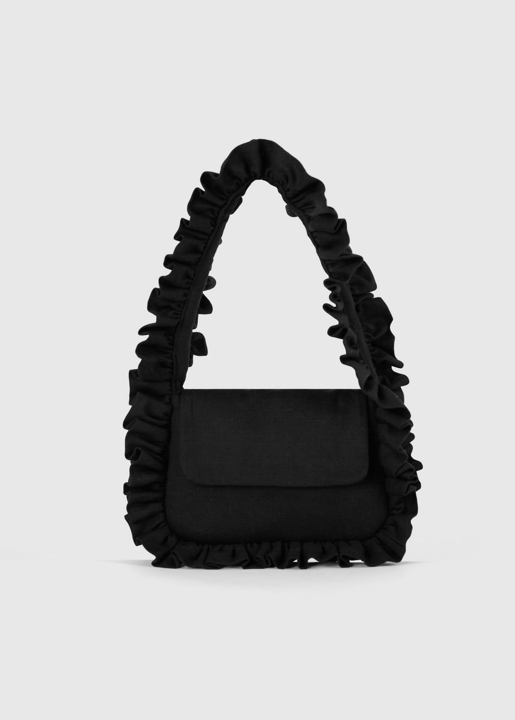 Black Canvas Baguette Flap Bag
