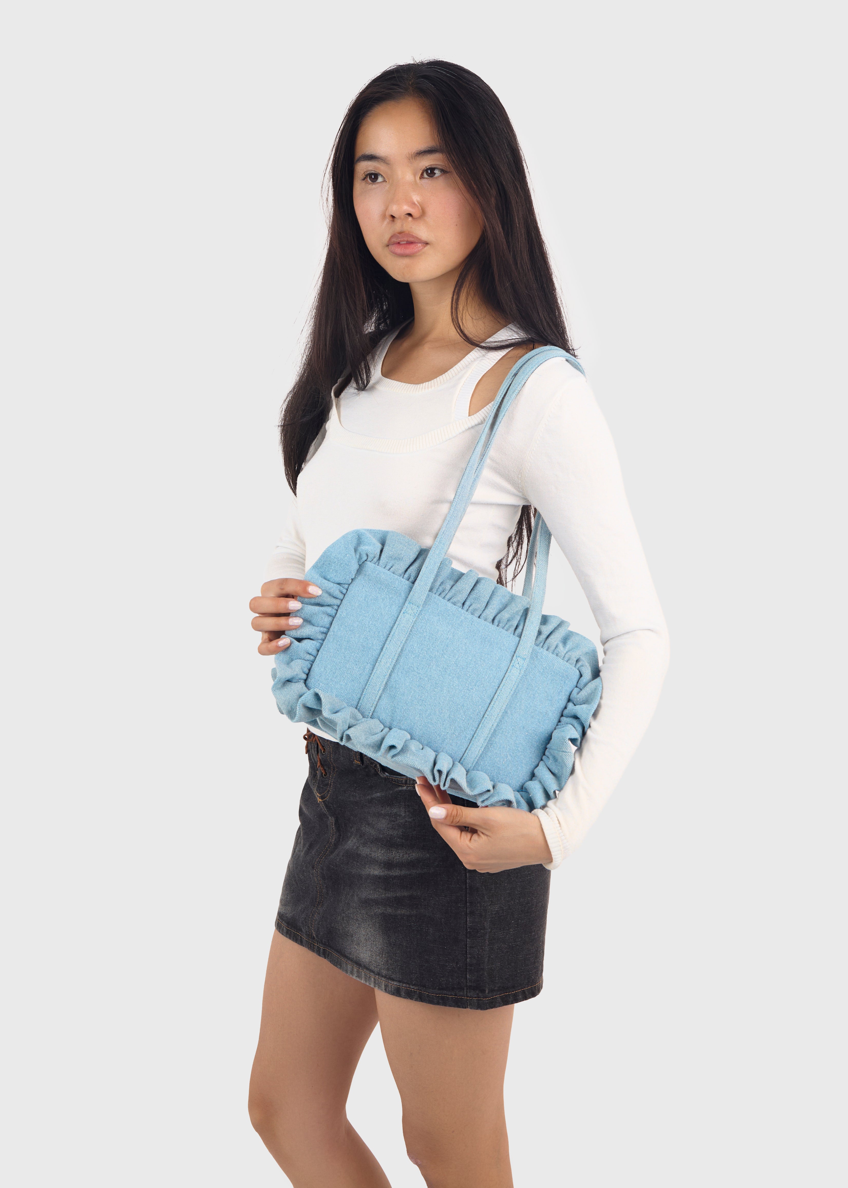 Cornflower Denim Bowler Bag