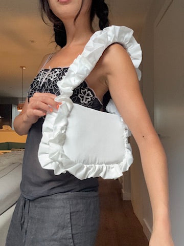 Ivory Satin Baguette Bag - Sample