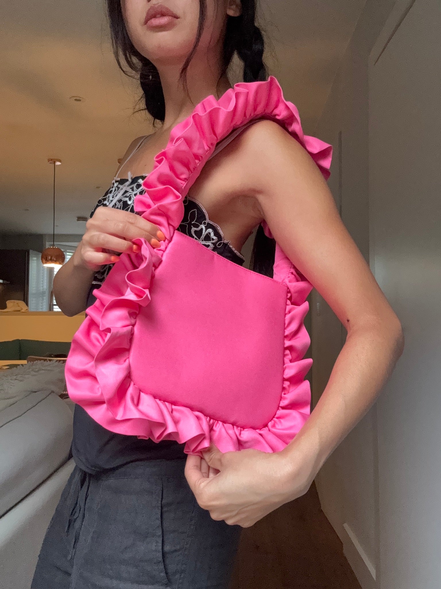 Deep Pink Original Ruffle Bag - Sample