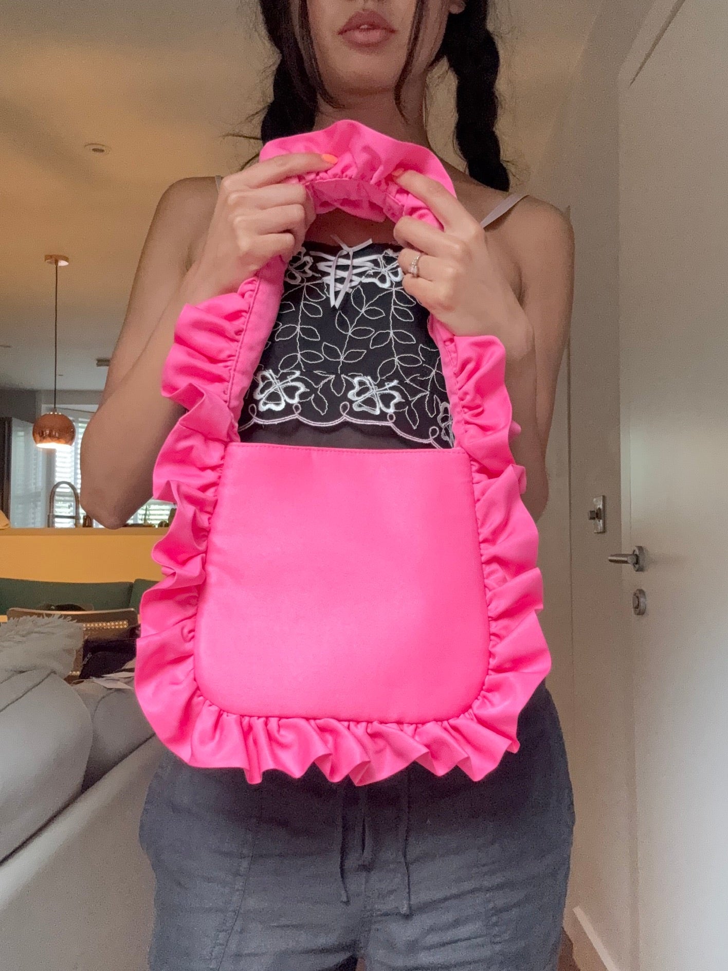 Deep Pink Original Ruffle Bag - Sample