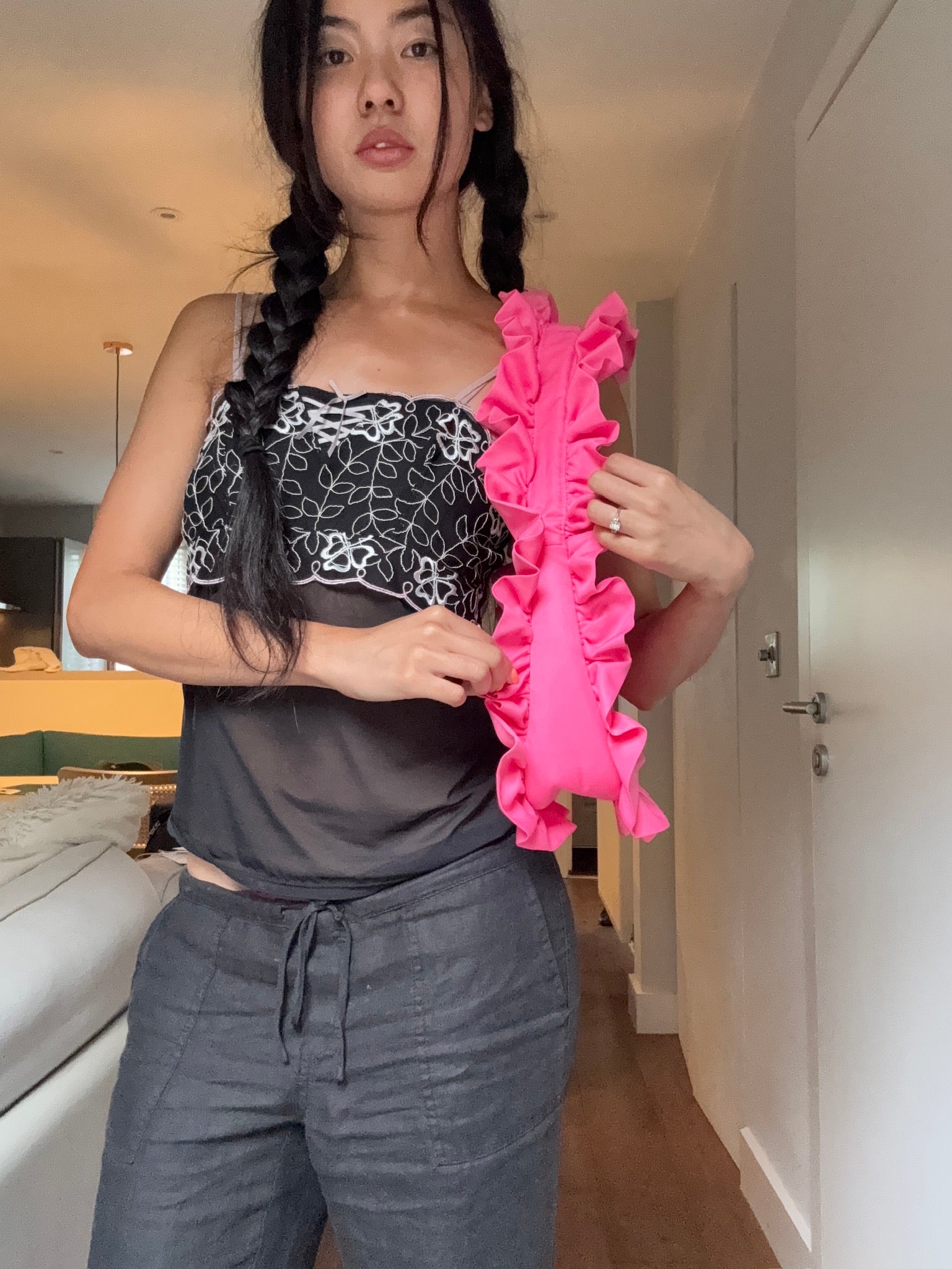 Deep Pink Original Ruffle Bag - Sample