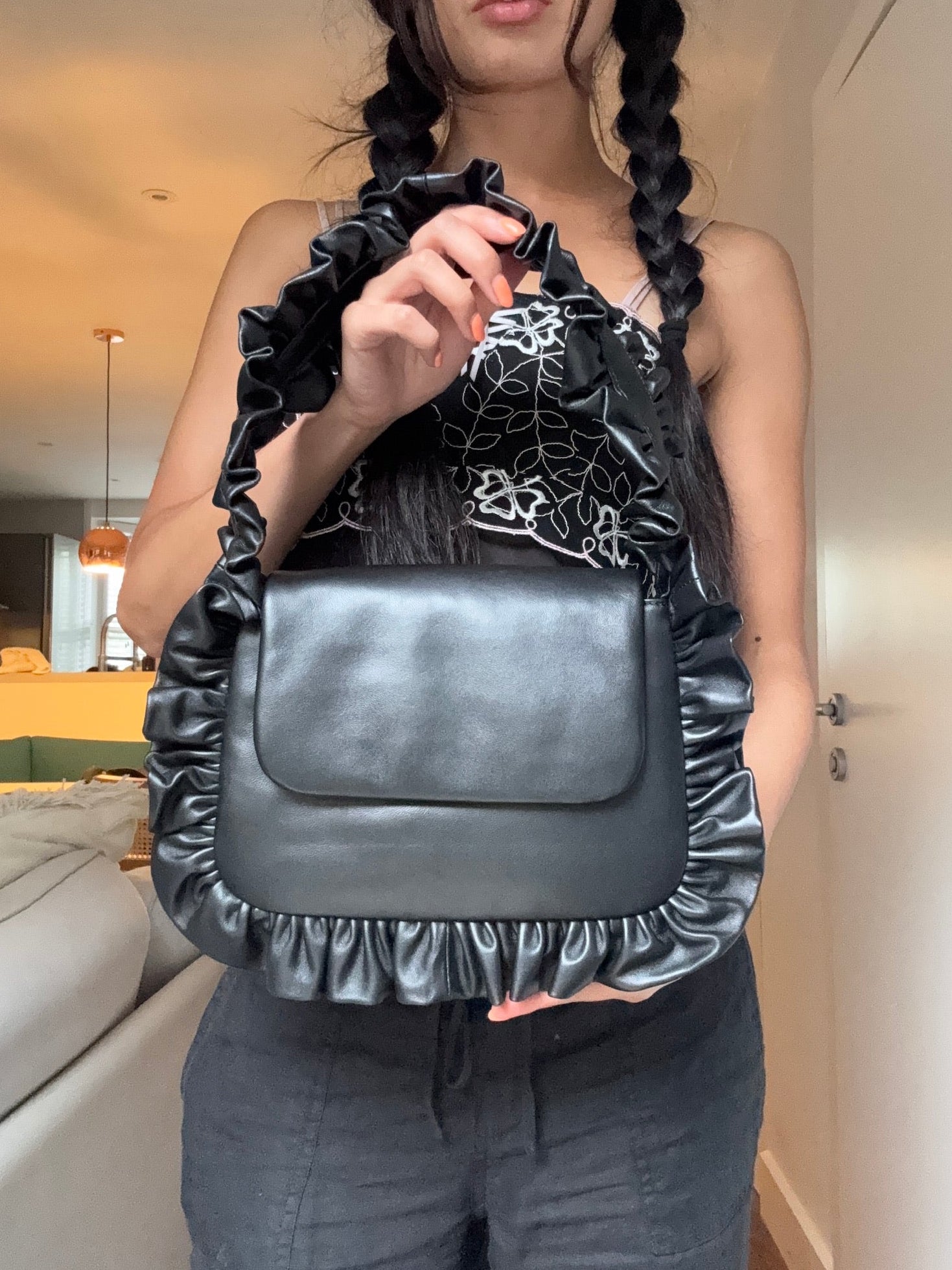 Leather Baguette Flap Bag - Sample