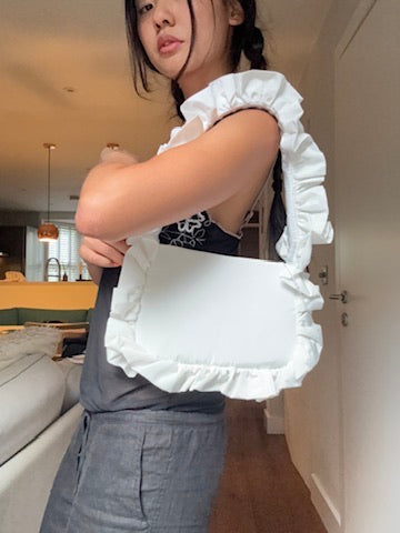 Ivory Satin Baguette Bag - Sample