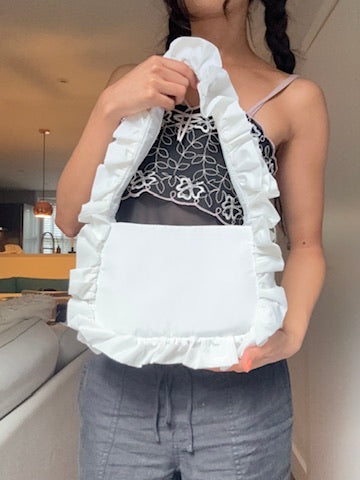 Ivory Satin Baguette Bag - Sample