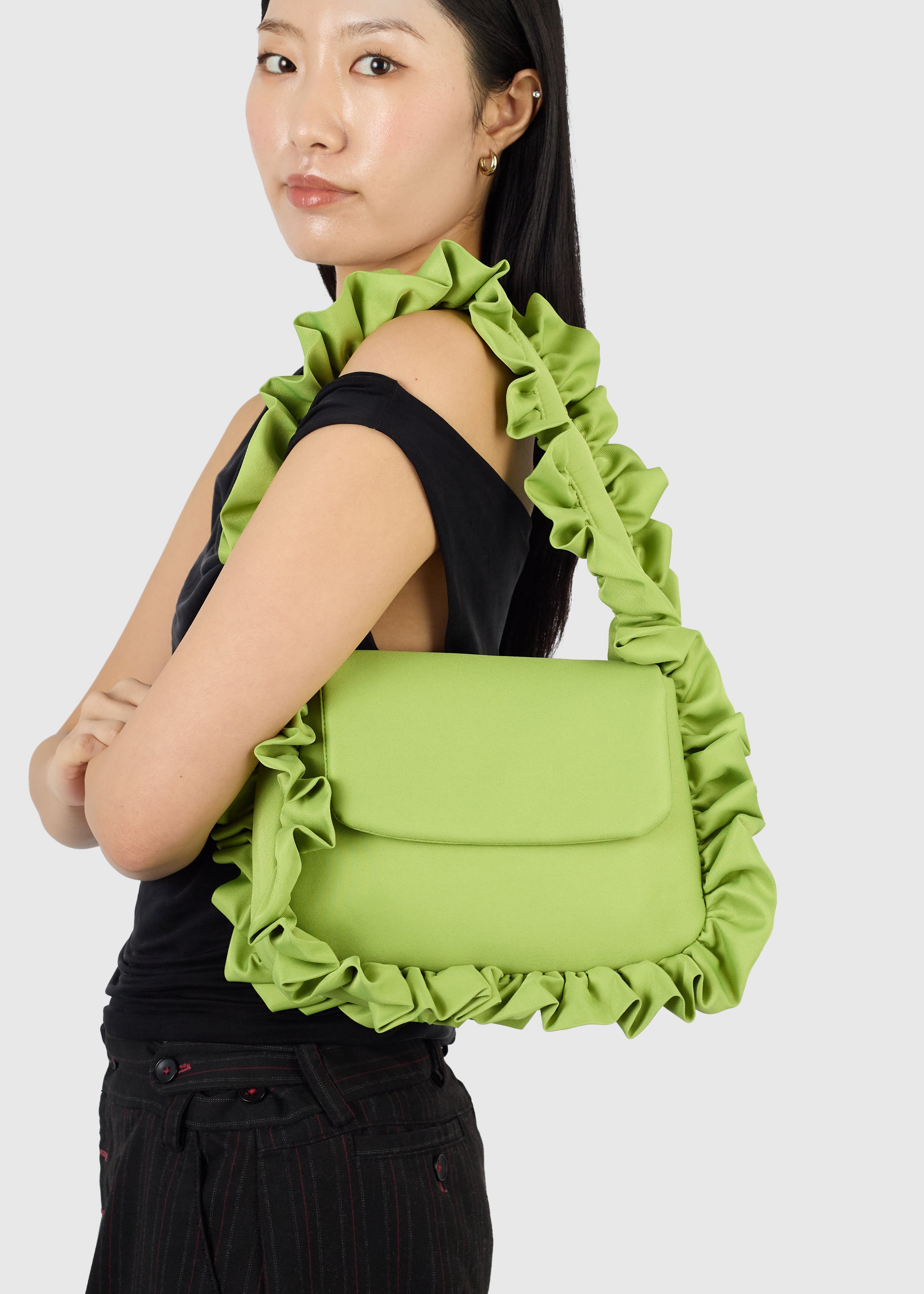 Olive Green Baguette Flap Bag