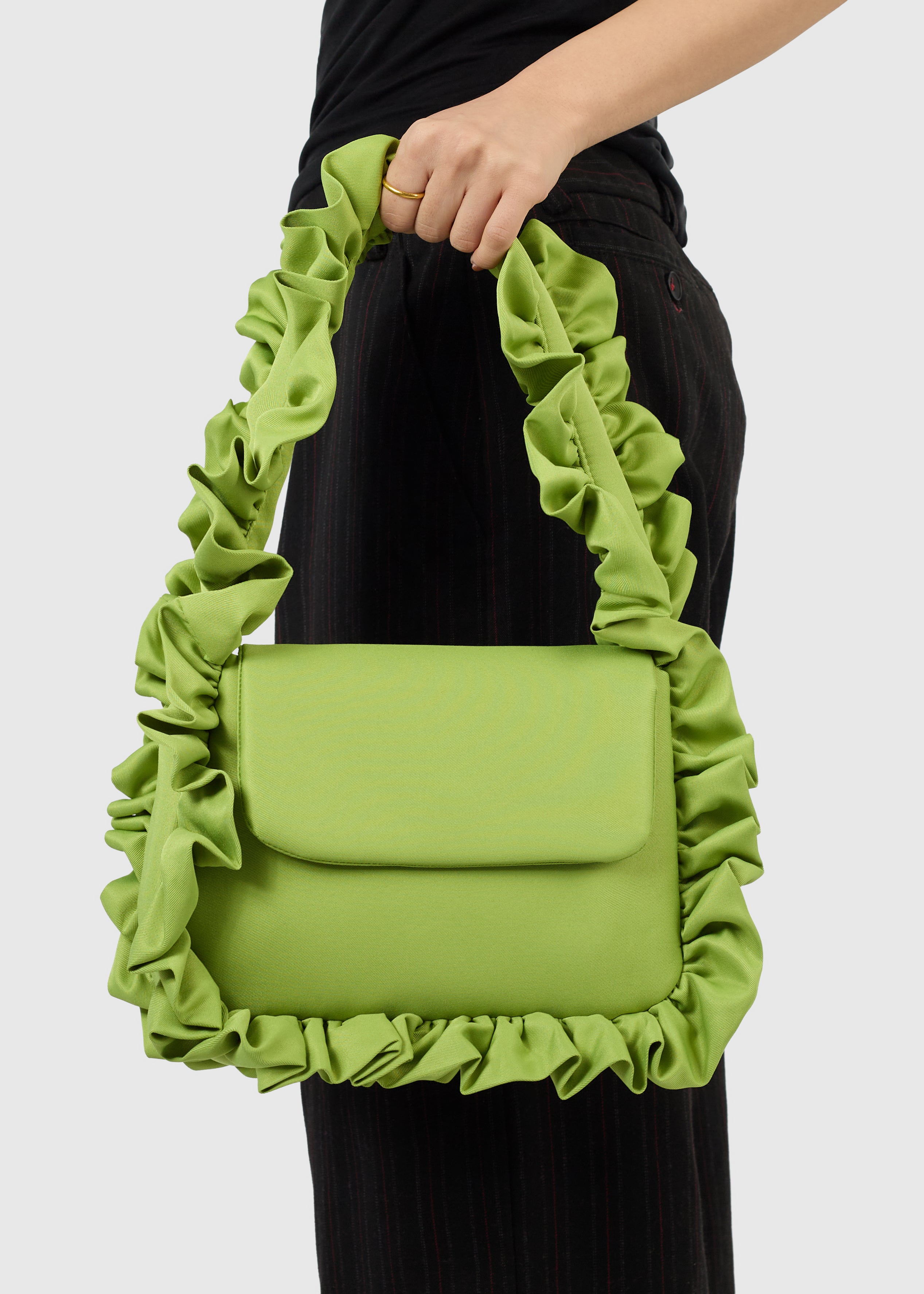 Olive Green Baguette Flap Bag