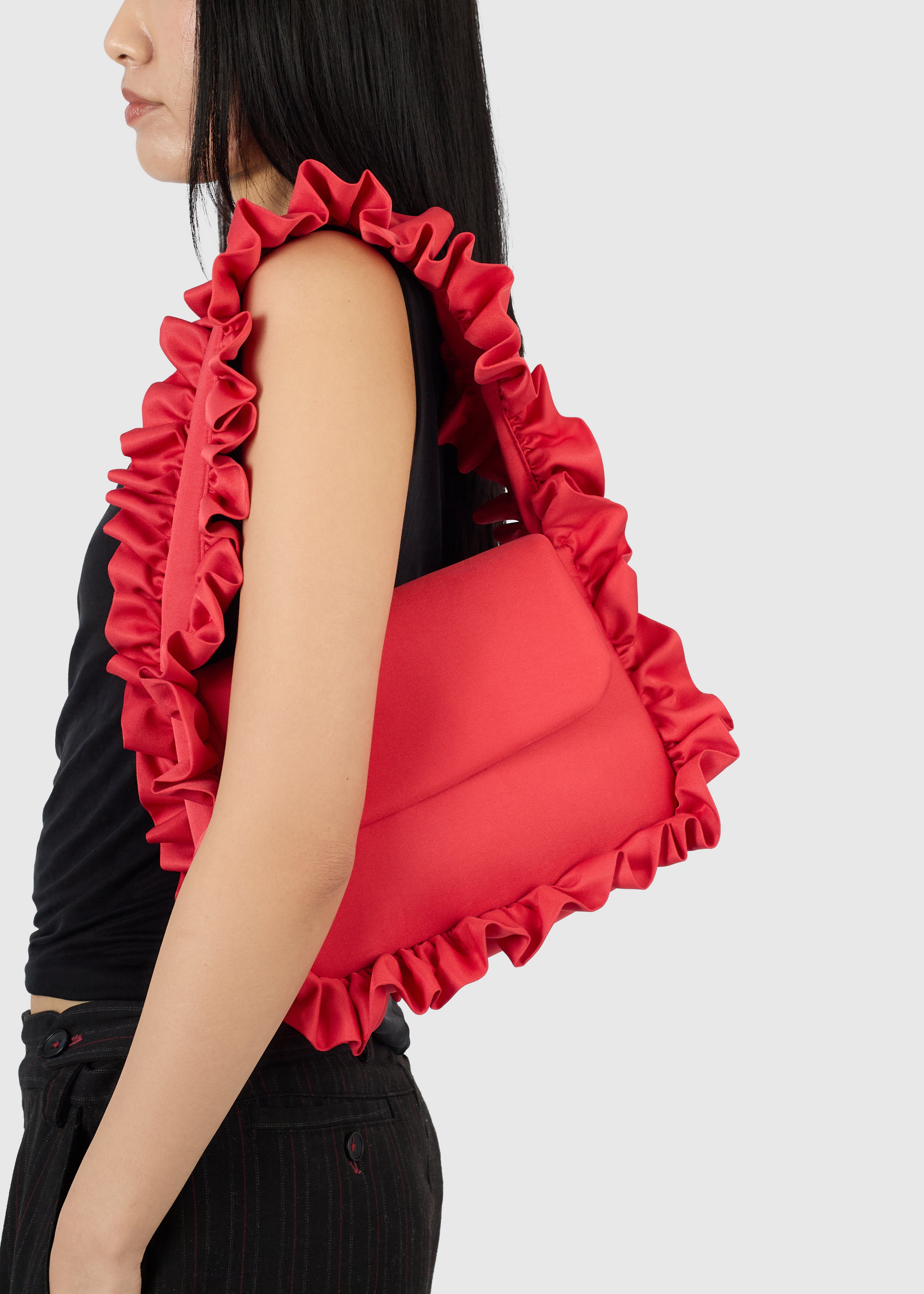 Red Baguette Flap Bag
