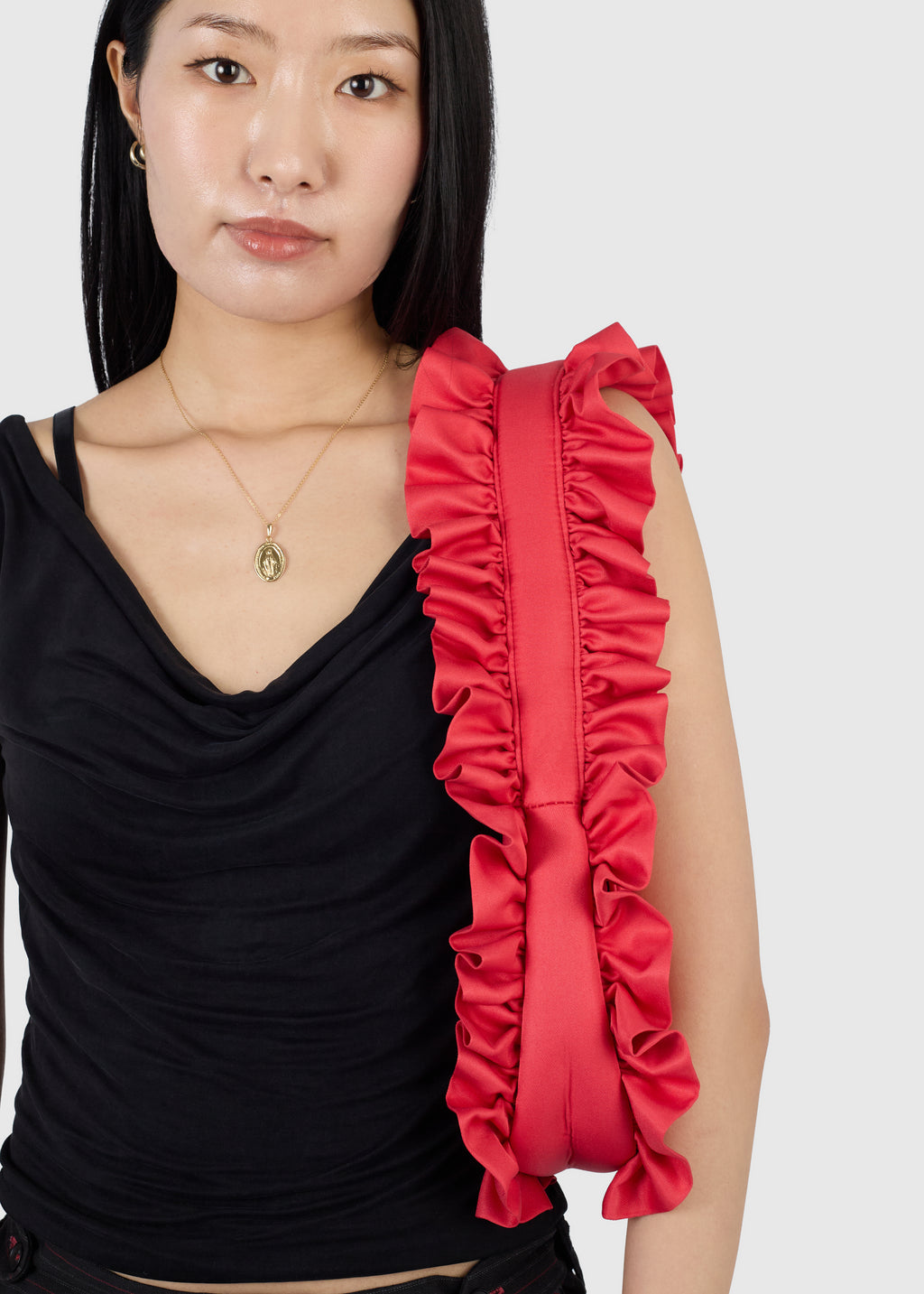 Red Baguette Flap Bag