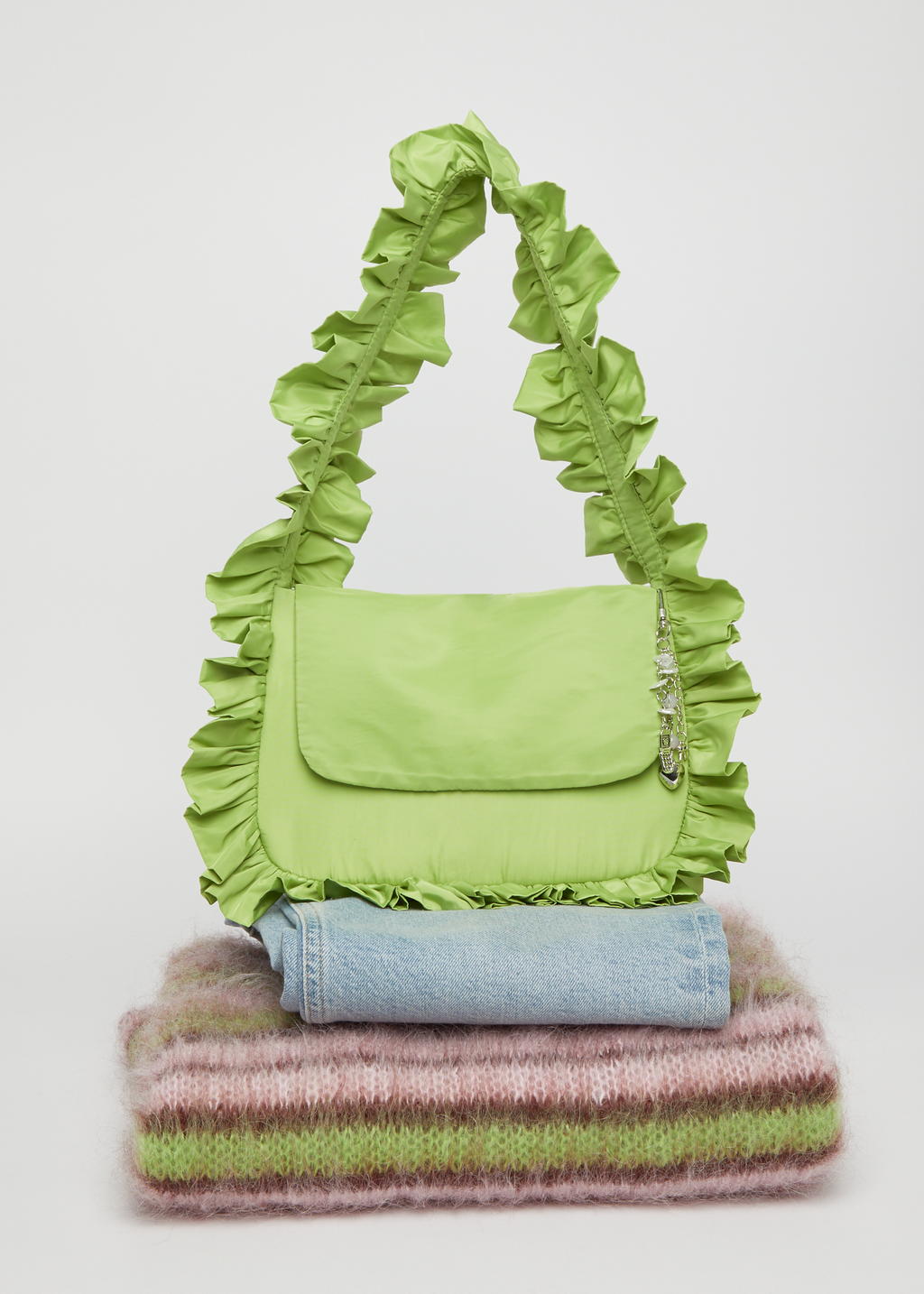 Olive Green Baguette Flap Bag image 2