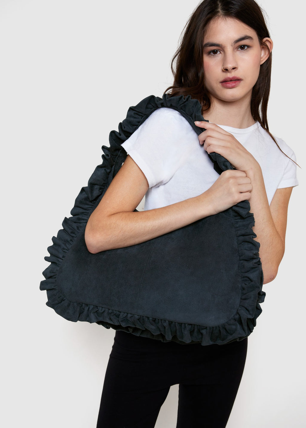 Suede Mini Hobo - Navy
