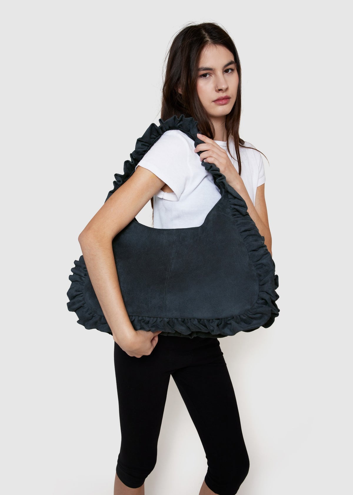 Suede Mini Hobo - Navy